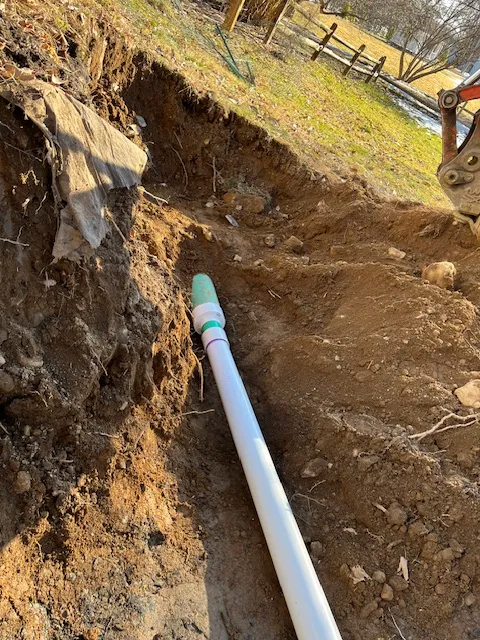 New SDR35 PVC sewer pipe installation in Trumbull CT